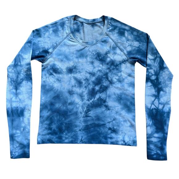 Lululemon Swiftly Tech Long Sleeve Shirt 2.0 Race Length Marble Dye Blue Active - Picture 1 of 6